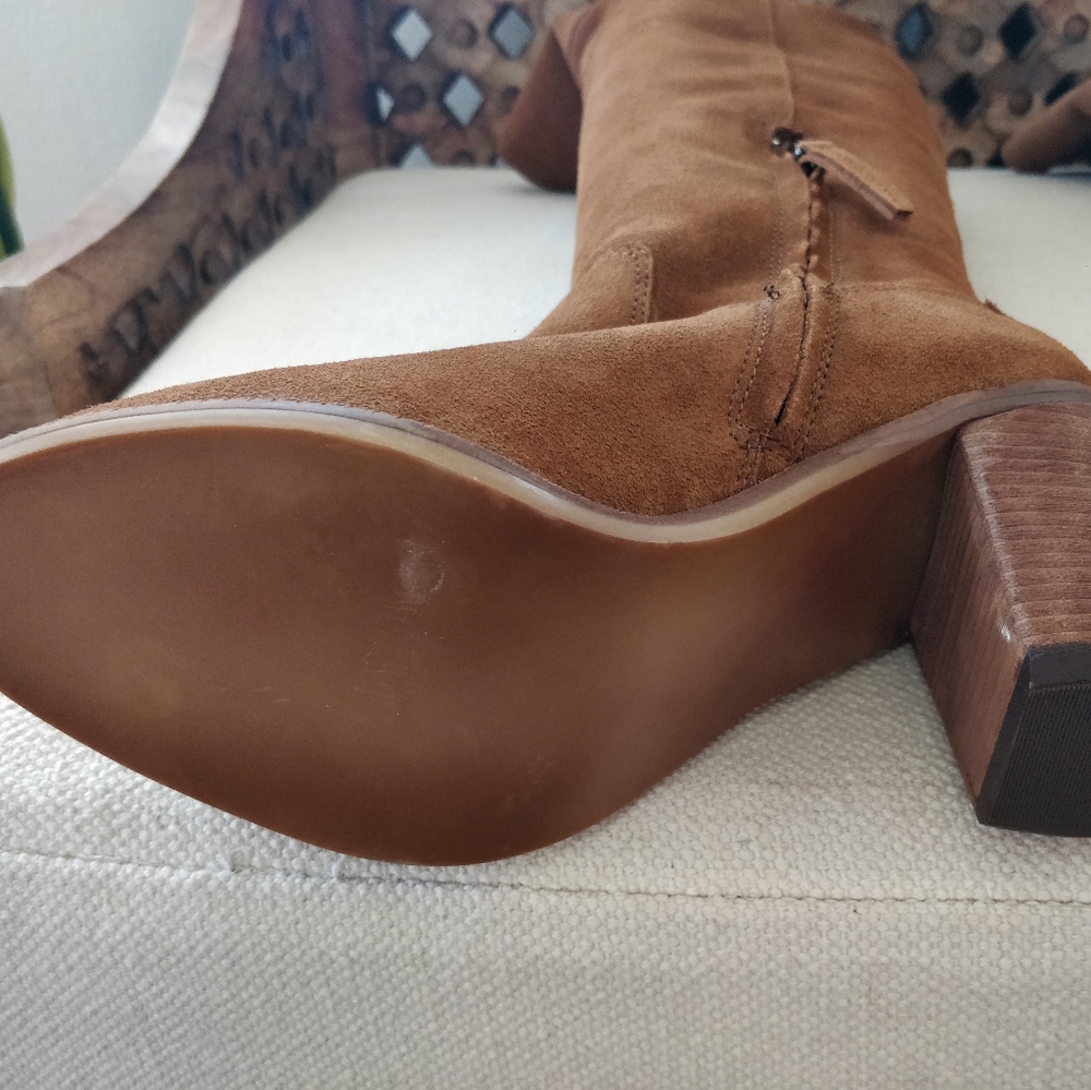 Brown, suede, knee boots. Palisade brand